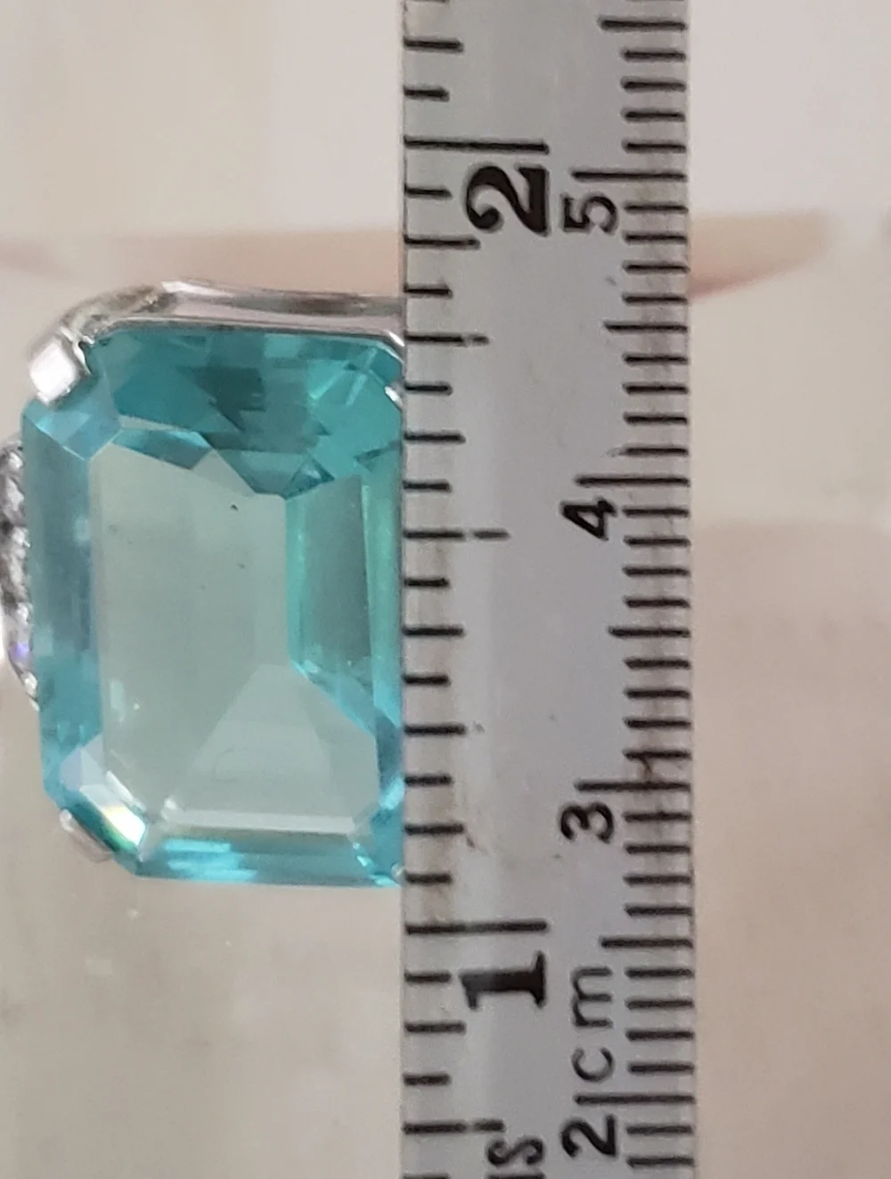 Cocktail Ring, Faux Aquamarine, Sterling Silver, Not Used, Like New, Size 8